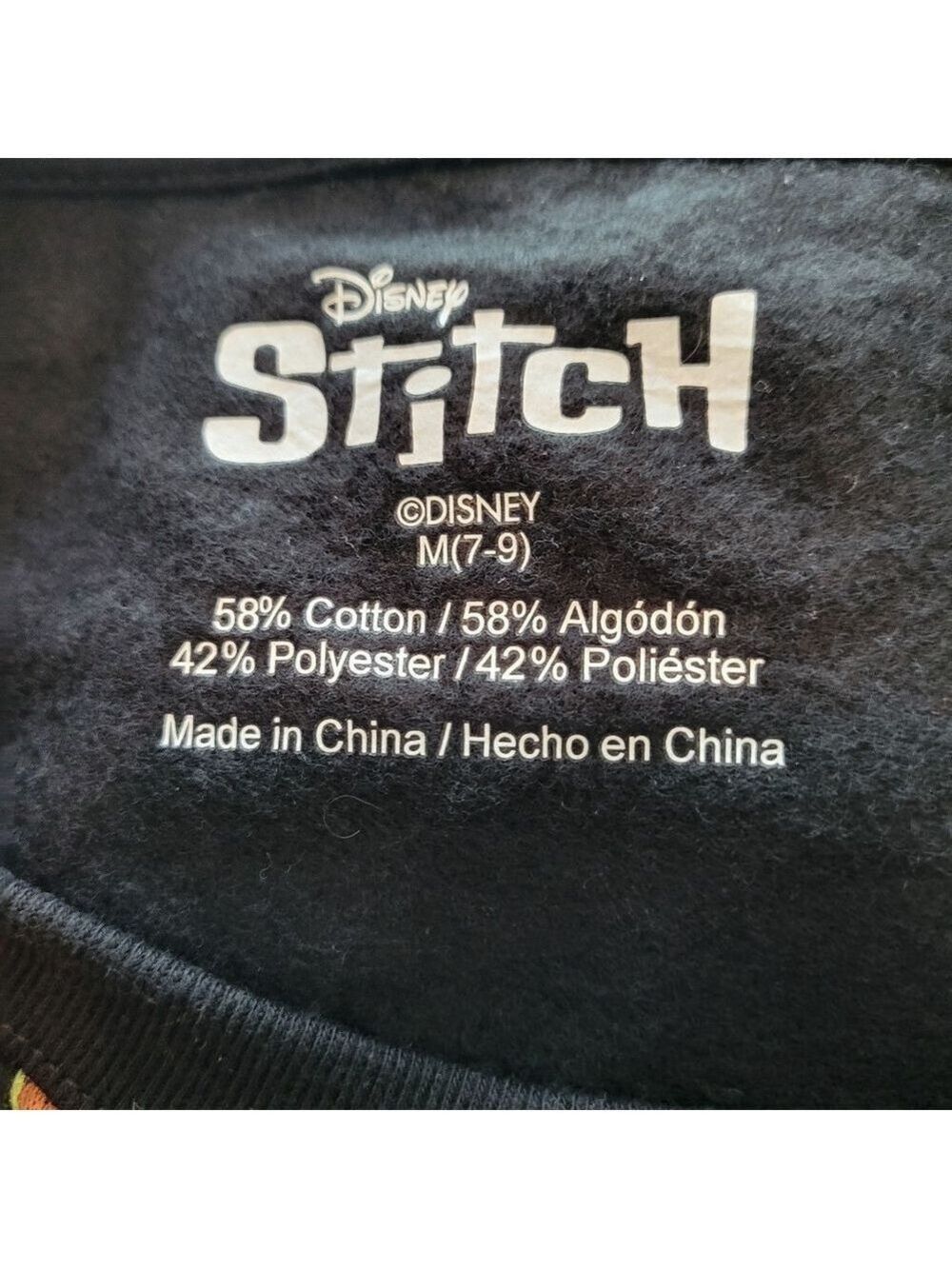 Juniors Disney Stitch Halloween Black Orange Pumpkin Bat Sweatshirt M (7-9) NWT - Picture 4 of 5